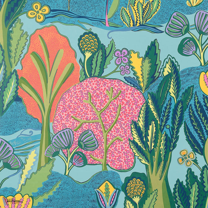 Albero behang-Thibaut-Tangerine and turquoise-Rol-Selected Wallpapers-Interiors