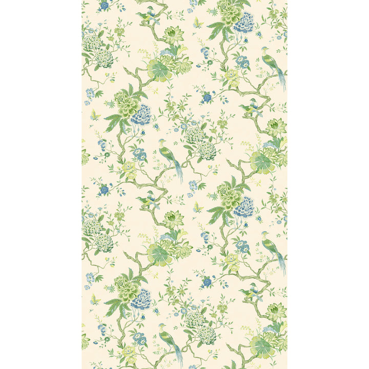 Oriental Bird behang-Behang-GP&J Baker-Green/Blue-Rol-Selected Wallpapers &amp; Interiors