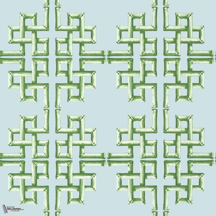 Boca Bamboo behang-Thibaut-Green and Blue-Rol-Selected Wallpapers-Interiors