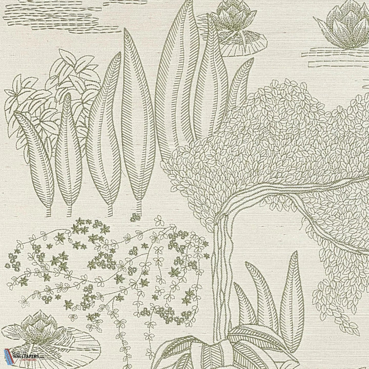 Hasu-Casamance-wallpaper-behang-Tapete-wallpaper-Ivoire/Vert de Gris-Meter (M1)-Selected Wallpapers