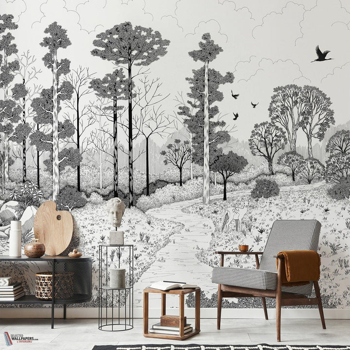 La biche aux bois behang-Les Dominotiers-Selected Wallpapers-Interiors