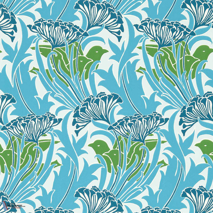 Laceflower-behang-tapete-wallpaper-Morris & Co-Garden Green/Lagoon-Rol-Selected-Wallpapers-Interiors