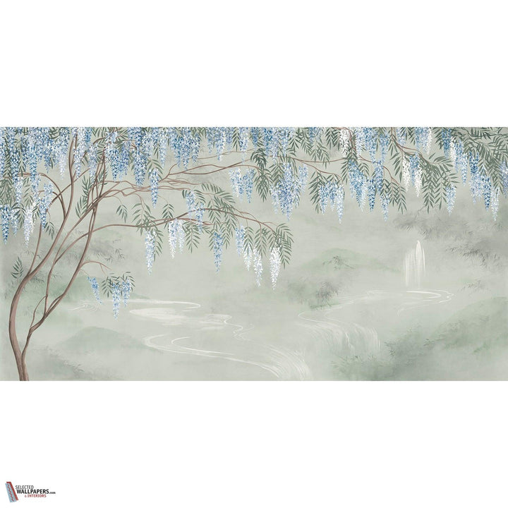 Le Vallon des Glycines behang-Les Dominotiers-Vert-Non Woven 70 cm-M2-Selected Wallpapers-Interiors