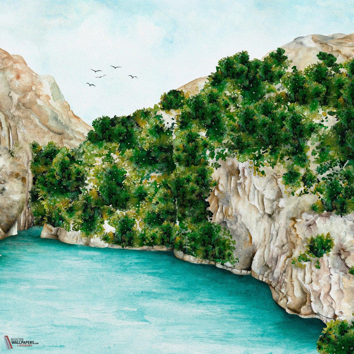 Les gorges émeraude behang-Les Dominotiers-Selected Wallpapers-Interiors