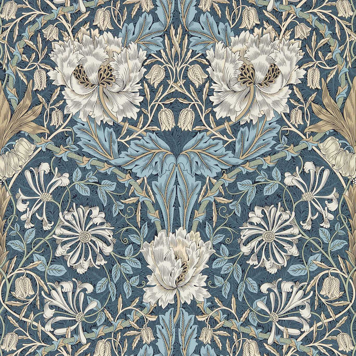 Honeysuckle and Tulip behang-behang-Morris & Co-Woad/Thyme-Rol-Selected Wallpapers &amp; Interiors