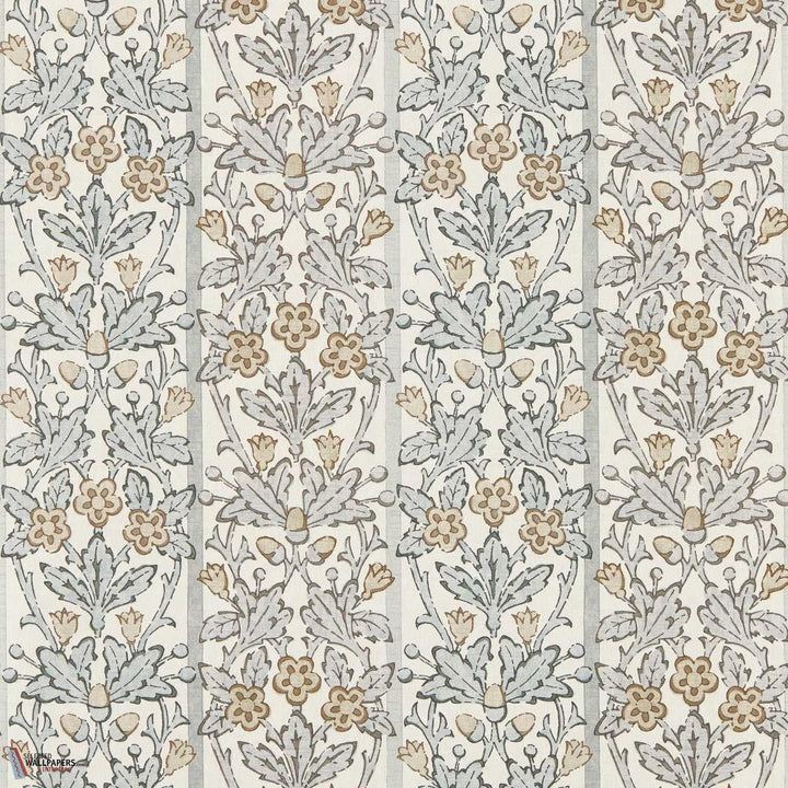 Oak & Blossom behang-Morris & Co-Mineral Blue/Linen-Rol-Selected Wallpapers-Interiors