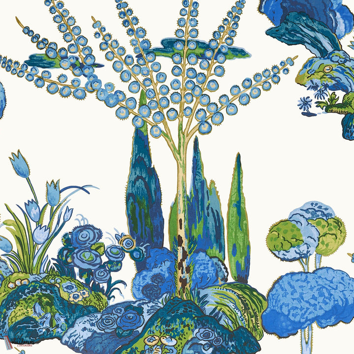 Orleans behang-Thibaut-Blue and green-Rol-Selected Wallpapers-Interiors