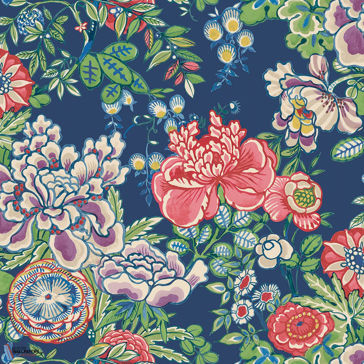 Peony Garden-Thibaut-Navy-Rol-Selected-Wallpapers-Interiors