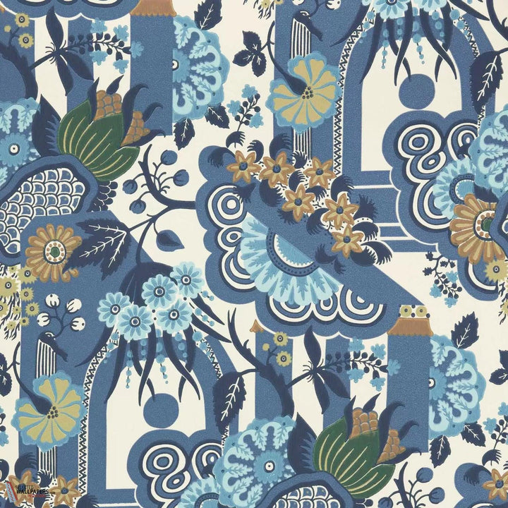 Pineapple Garden behang-1838 wallcoverings-Cobalt-Rol-Selected Wallpapers-Interiors