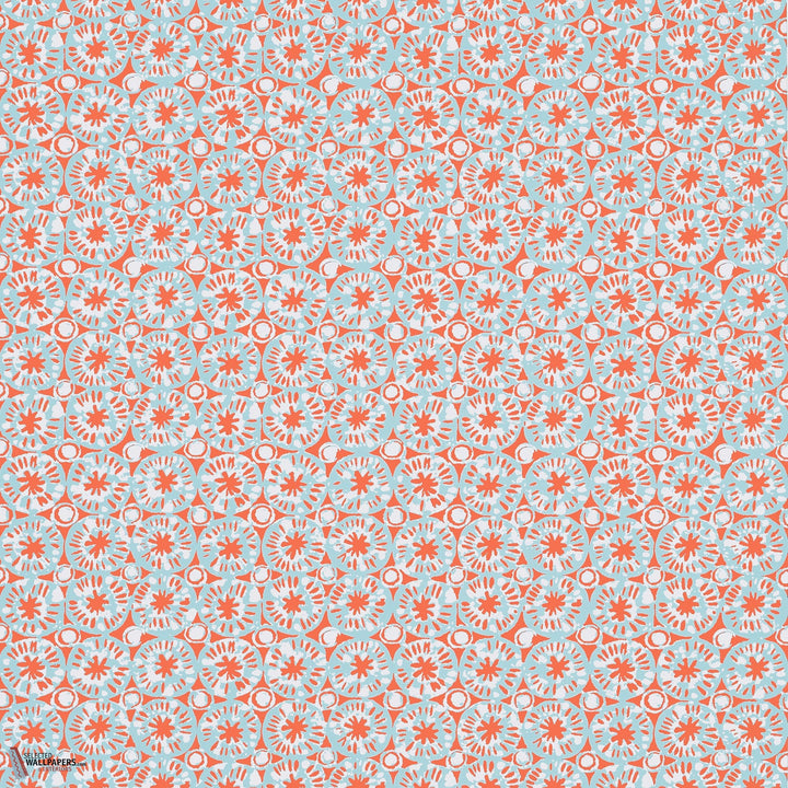 Sand dollar behang-Thibaut-Coral and blue-Rol-Selected Wallpapers-Interiors