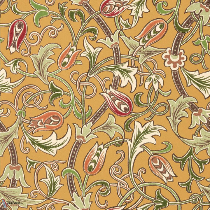 Scrolling Tulip behang-Morris & Co-Gold-Rol-Selected Wallpapers-Interiors