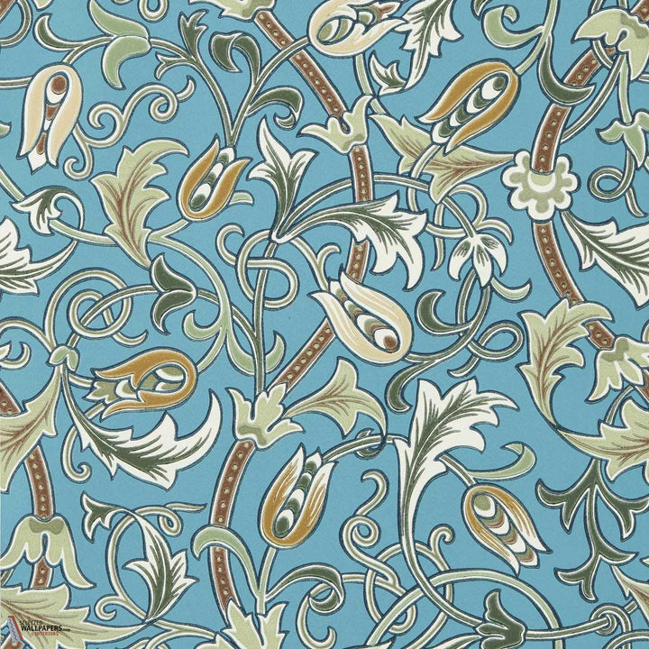 Scrolling Tulip behang-Morris & Co-Woad/Thyme-Rol-Selected Wallpapers-Interiors