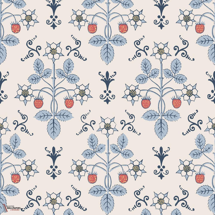 Strawberry behang-Cole & Son-China Blue on Cream-Rol-Selected Wallpapers-Interiors