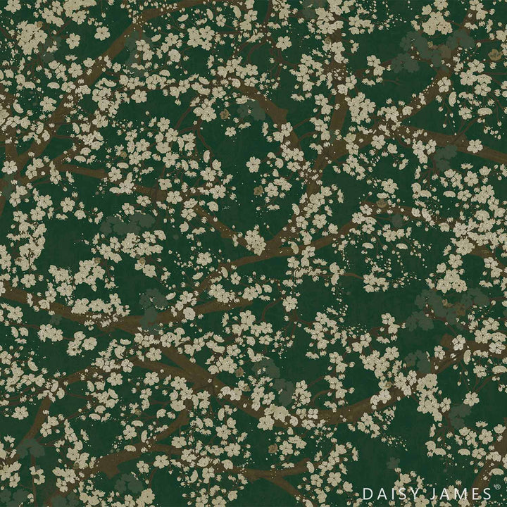 The Hana behang-Behang-Daisy James-Green-Vinyl-M2-Selected Wallpapers &amp; Interiors