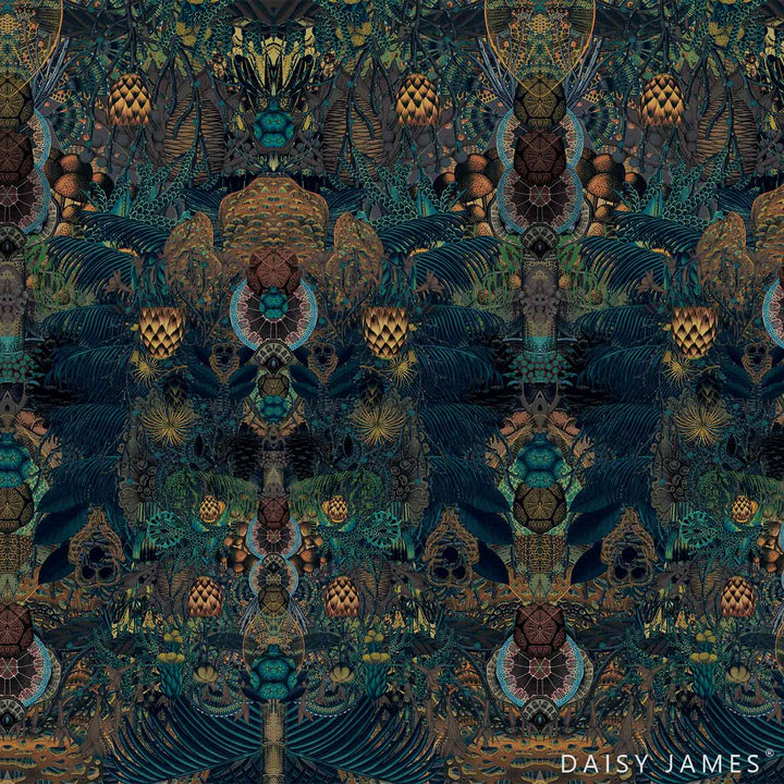 The Poppy behang-Behang-Daisy James-Blue-Vinyl-M2-Selected Wallpapers &amp; Interiors
