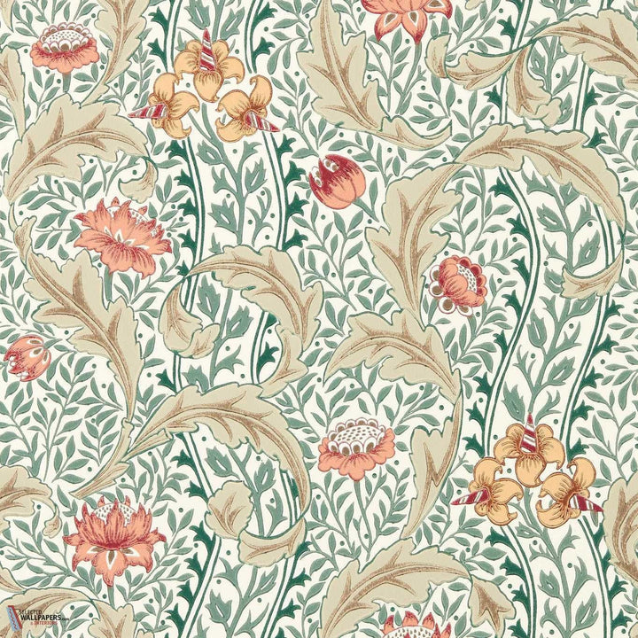 Wild Tulip & Vine behang-Morris & Co-Coral/Teal-Rol-Selected Wallpapers-Interiors