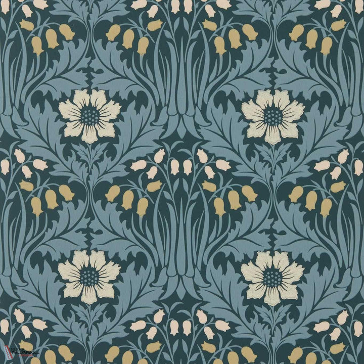Woodbell & Anemone behang-Morris & Co-Indigo-Rol-Selected Wallpapers-Interiors