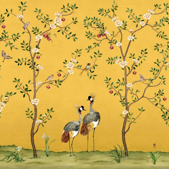 Crowned Crane behang-Behang-Coordonne-Amber-Non Woven-M2-Selected Wallpapers &amp; Interiors