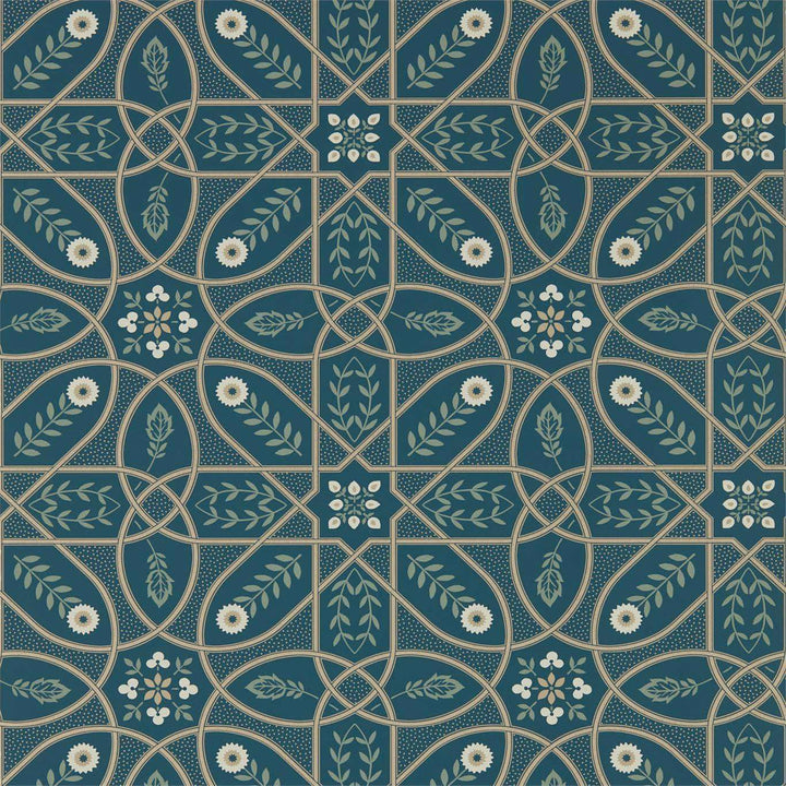 Brophy Trellis-behang-Tapete-Morris & Co-Deap Teal-Rol-216699-Selected Wallpapers