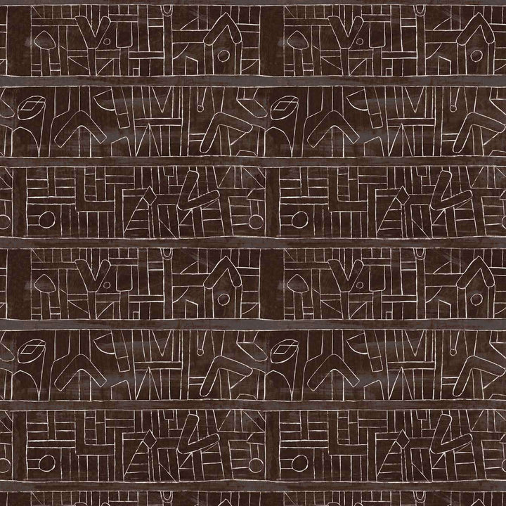 Bushoong Kuba-behang-Tapete-Mind the Gap-Bruin-300 cm (standaard)-WP20411-Selected Wallpapers