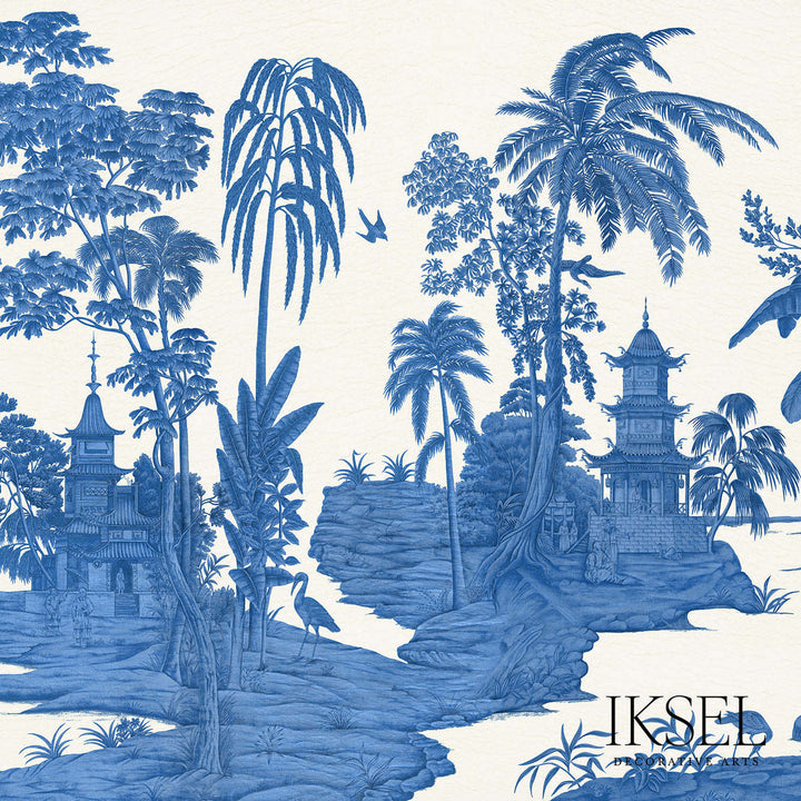 Exotic Chinoiserie Blue & White behang