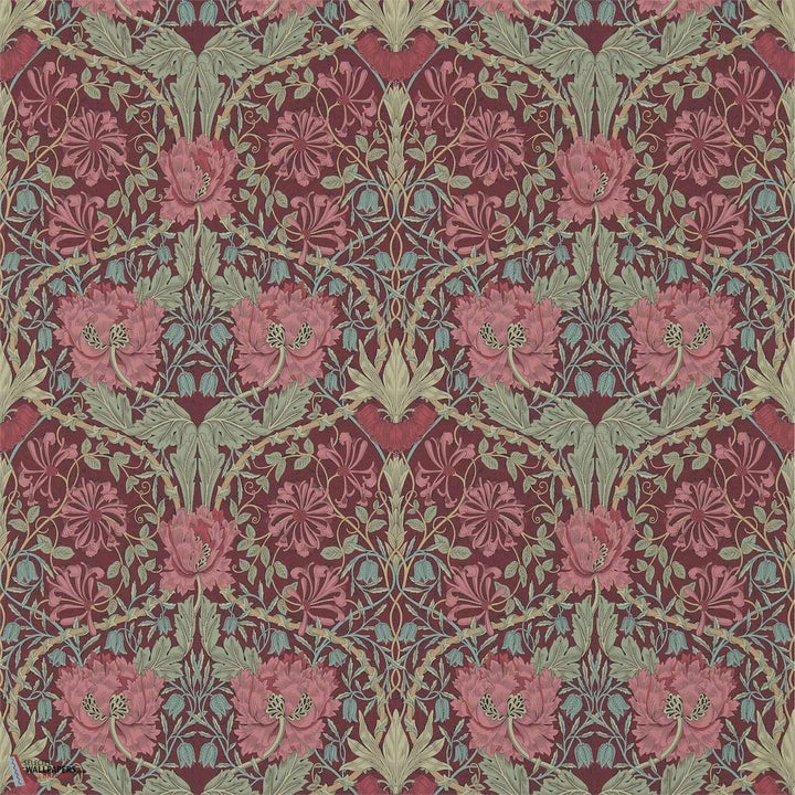 Honeysuckle and Tulip-behang-Tapete-Morris & Co-Burgundy/Sage-Rol-214703-Selected Wallpapers