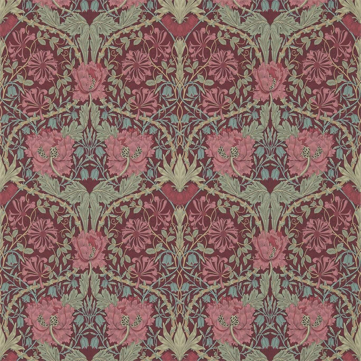 Honeysuckle and Tulip-behang-Tapete-Morris & Co-Burgundy/Sage-Rol-214703-Selected Wallpapers