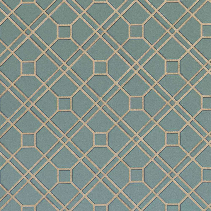Langdale Trellis-behang-Tapete-GP&J Baker-Teal/Bronze-Rol-BW45071.12-Selected Wallpapers