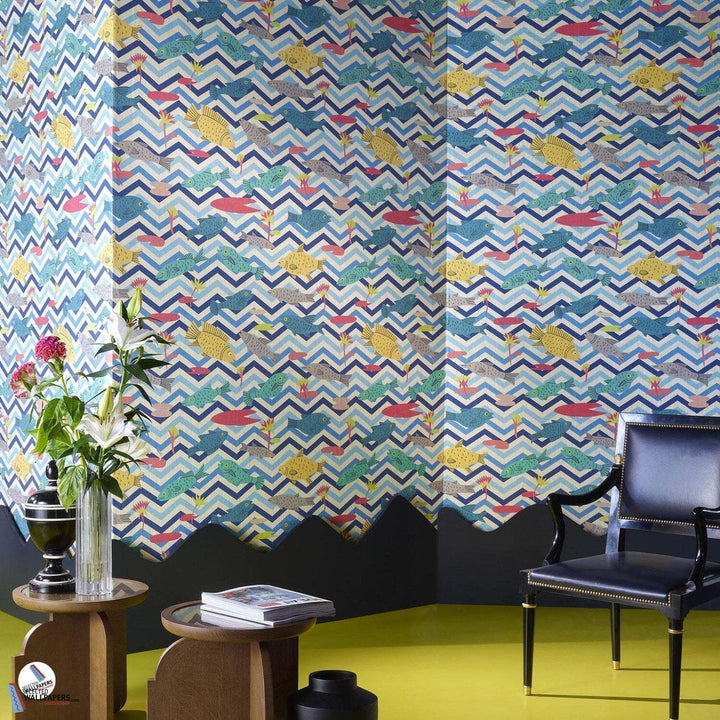 Les Poissons du Nil-Behang-Tapete-Pierre Frey-Selected Wallpapers