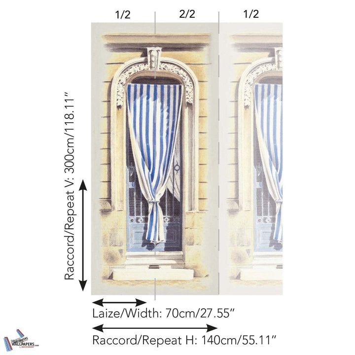 Les Portes de l'Ete Bleu-Behang-Tapete-Pierre Frey-Selected Wallpapers
