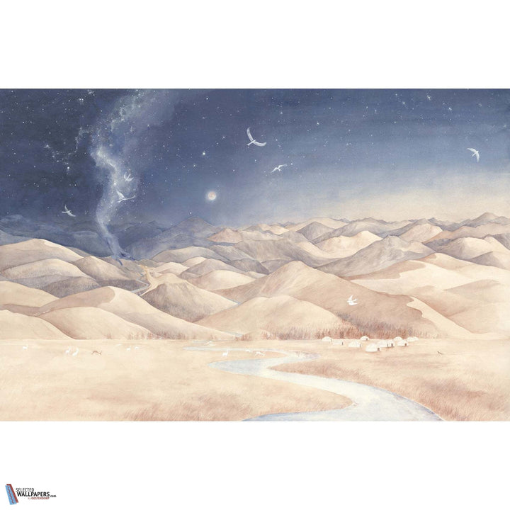 Loup Blue biche Fauve-behang-Tapete-Les Dominotiers-Selected Wallpapers