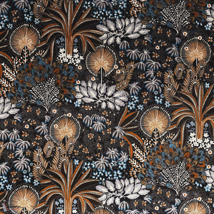 Opium Velvet stof-Fabric-Tapete-Casamance-Fauve/Bleu-Meter (M1)-49970152-Selected Wallpapers