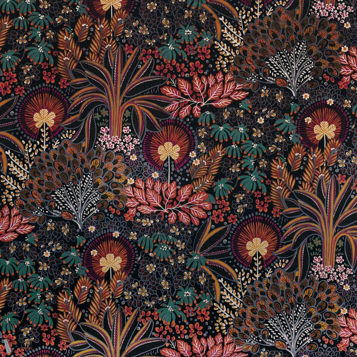 Opium Velvet stof-Fabric-Tapete-Casamance-Pourpe/Petrole-Meter (M1)-49970362-Selected Wallpapers