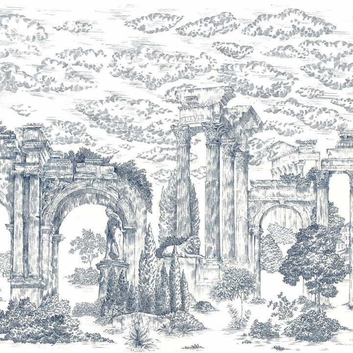 Ruins Textile-Behang-Tapete-Coordonne-Cobalt-Linnen-A00330-Selected Wallpapers