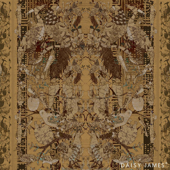 The Herald Ocher behang-behang-Daisy James-Ocher-Vinyl-M2-Selected Wallpapers &amp; Interiors