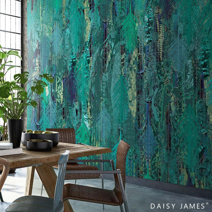 The Panache Turquoise behang-behang-Daisy James-Selected Wallpapers &amp; Interiors