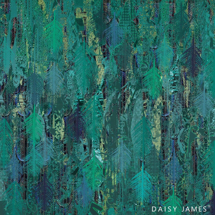 The Panache Turquoise behang-behang-Daisy James-Turquoise-Vinyl-M2-Selected Wallpapers &amp; Interiors