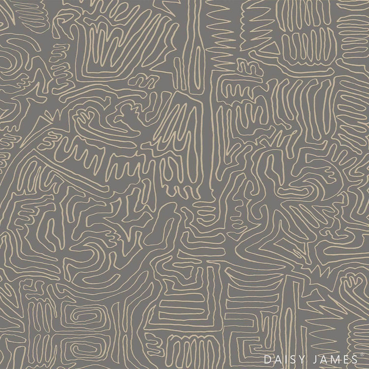 The Roam behang-Behang-Daisy James-Grey-Vinyl-M2-Selected Wallpapers &amp; Interiors