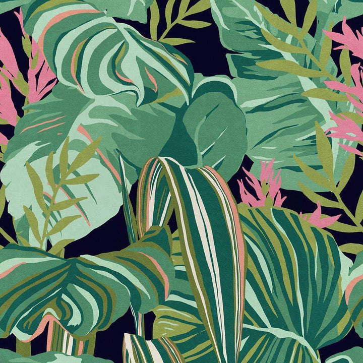 Tropical Foliage-behang-Tapete-Mind the Gap-Antraciet-300 cm (standaard)-WP20366-Selected Wallpapers