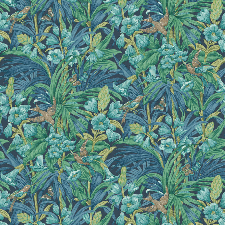 Trumpet Flowers-Behang-Tapete-GP&J Baker-Indigo-Rol-BW45103.5-Selected Wallpapers